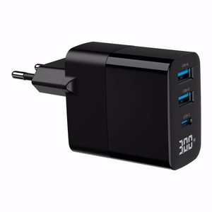 Gembird TA-UC-PDQC30LCD-BK-02 mobiililaitelaturi universaali musta AC pikalataus sisäkäyttöön