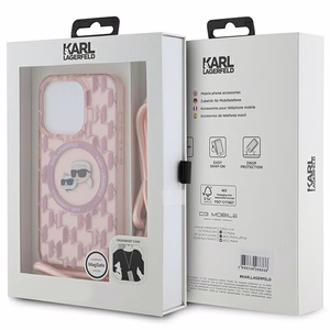 Karl Lagerfeld IML Crossbody Monogram Karl & Choupette Head MagSafe case for iPhone 15 Pro - pink