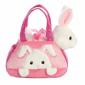 Fancy Pals PeekaBoo ympäristöystävällinen pupupehmolelu vaaleanpunaisessa laukussa, 20 cm