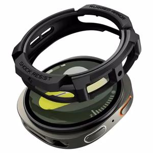 Spigen Rugged Armor Suojakuori Samsung Galaxy Watch 8 44mm:lle - Matta Musta
