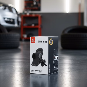 Crong Carclip Air Vent yleismallinen puhelimen autoteline tuuletusritilään, musta