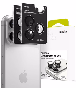 Ringke 2 kpl karkaistuja kamerakehyksen suojalaseja malleille iPhone 18 Pro / Pro Max, musta