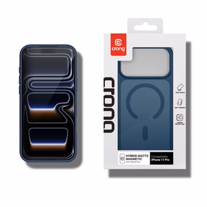 Crong Hybrid Matte Magnetic MagSafe suojakuori iPhone 17 Pro -laitteelle, tummansininen