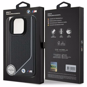 BMW M Perforated Twisted Line MagSafe Suojakuori iPhone 16 Pro:lle - musta