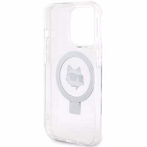 Karl Lagerfeld KLHMP15LHMRSCHH iPhone 15 Pro 6.1 valkoinen/valkoinen kovakuori Ring Stand Choupette Head MagSafe
