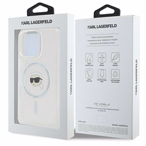 Karl Lagerfeld IML Metal Karl Head MagSafe Suojakuori iPhone 16 Pro:lle - Valkoinen