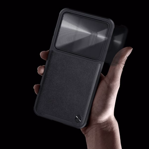 Nillkin CamShield Leather S nahkainen suojakuori Samsung Galaxy S23+:lle kameransuojalla musta