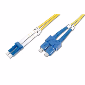 DIGITUS DK-2932-02 – single-mode duplex LC–SC fibre-optic patch cable, I-VH 2E9/125 µm, 3 mm, yellow