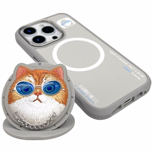Nimmy Glasses Cool Cat MagSafe Suojakuori iPhone 16 Pro:lle - harmaa