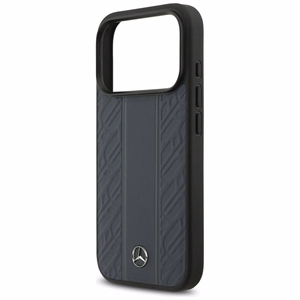 Mercedes Leather Laurel Leaves Stripes MagSafe -suojakuori iPhone 17 Pro - sininen
