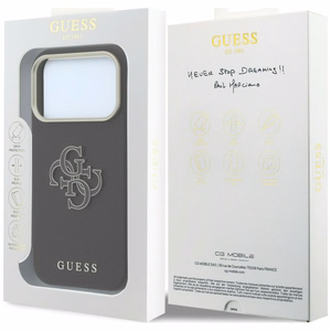 Guess Grained & Big Resin Logo -suojakuori laitteelle iPhone 18 Pro / 17 Pro – musta