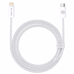 Blavec kaapeli Candy punottu - Type C - Lightning - PD 20W 2,4A 1 metri Apple CarPlay (CCA-CL24W10) valkoinen
