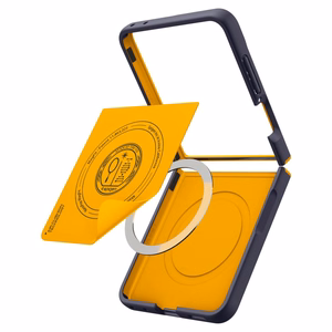 Spigen Nano Pop MagSafe case for Samsung Galaxy Z Flip8 – navy blue and yellow