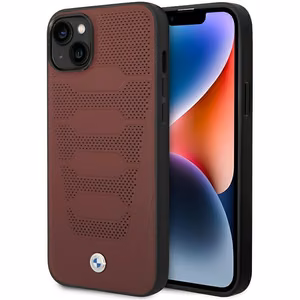 BMW BMHCP14S22RPSR burgundinpunainen nahkainen istuinkuvioinen suojakuori iPhone 14 6.1