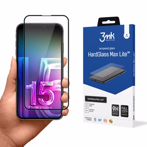 Karkaistu lasi 3mk Hard Glass Max Lite Apple iPhone 15 Plus musta