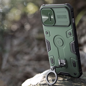 Nillkin CamShield Armor Pro Magneettinen kotelo iPhone 14 Plus MagSafe panssaroitu suojus jalusta rengas musta