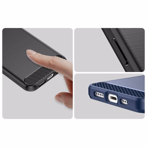 Carbon Case iPhone 14 kotelo joustava geeli takakuori sininen