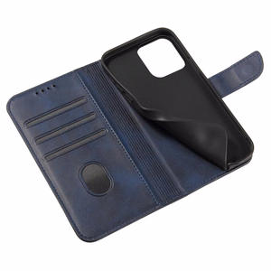 Lompakko-Suojakuori jalustalla iPhone 15 Plus:lle Magnet Case - sininen