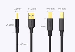 Ugreen USB Type-B -tulostinkaapeli (uros) - USB 2.0 (uros) 480 Mbps 1,5m musta (US135 10350)