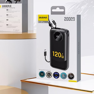 Dudao K13 10000mAh Powerbank with Built-in Cable - Black