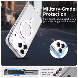 Valkoinen magneettinen PC-, PET- ja TPU-hybridisuojakuori puhelimelle iPhone 18 Pro Max / 17 Pro Max