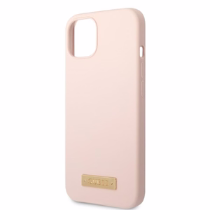 Guess GUHMP13MSBPLP iPhone 13 6.1" vaaleanpunainen/vaaleanpunainen kova Suojakuori Silicone Logo Plate MagSafe