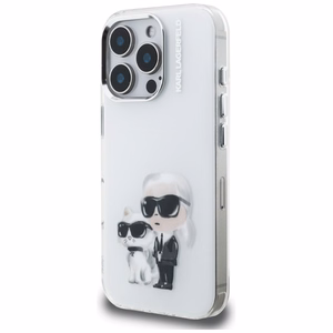 Karl Lagerfeld IML Aquarelle Karl & Choupette & Logo Suojakuori iPhone 16 Pro Maxille - Valkoinen