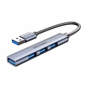 Vention USB 3.0 to USB 3.0 / USB 2.0 x3 mini hub 0.15m grey metal type