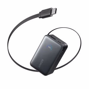 Anker Nano A1638H11 – 10000 mAh 45 W power bank with retractable USB-C cable, black