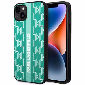Karl Lagerfeld KLHCP14MPGKLSKN iPhone 14 Plus 6.7 "kovakotelo vihreä / vihreä Monogram Stripe -raita