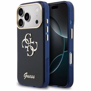 Guess IML 4G Script Metal Suojakuori iPhone 17 Pro Max:lle - sininen