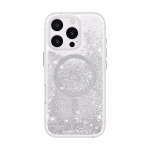 Case-Mate Waterfall MagSafe suojakuori iPhone 16 Pro -laitteelle, hopeanvärinen