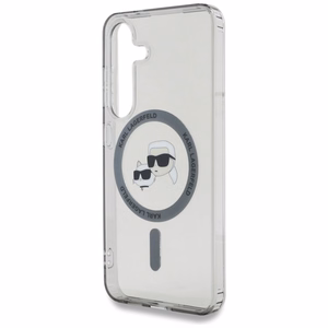 Karl Lagerfeld Button Karl & Choupette Heads Printed Logo MagSafe Alkuperäinen Pussi Samsung Galaxy S25:lle Musta