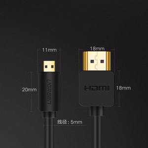 Ugreen HDMI - micro HDMI -kaapeli 19-nastainen 2.0v 4K 60Hz 30AWG 1,5 m musta (30102)