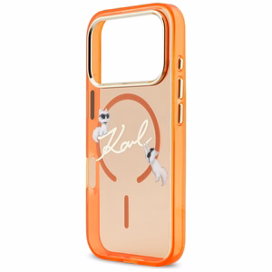 Karl Lagerfeld IML Choupettes Karl Script Logo MagSafe Suojakuori iPhone 17 Pro Max - Oranssi