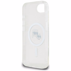 Karl Lagerfeld IML Metal Karl & Choupette Heads MagSafe Alkuperäinen Pussi iPhone 17e/16e:lle - Valkoinen