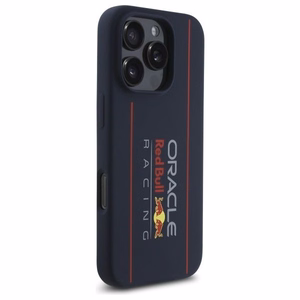 RED BULL suojakuori iPhone 16 Pro, MagSafe-yhteensopiva RBHMP16L24SIOLRV (silikoni, suuri pystylogo), tummansininen