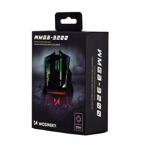 Wozinsky WMGB-3200 Wireless Optical Gaming Mouse with Built-in Rechargeable Battery 3200 DPI with RGB Lighting - Black