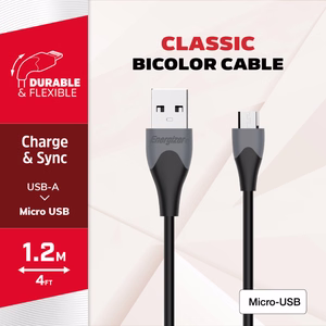 Energizer Classic C610MGBK USB-A–Micro-USB-lataus- ja datakaapeli, 1,2 m, musta