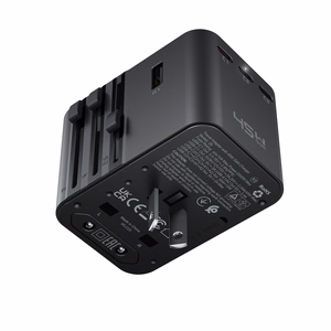Acefast Z8 GaN 45W matka-sovitin 3x USB-C + 2x USB-A matka-verkkolaturi 2500W AC-pistorasialla - musta