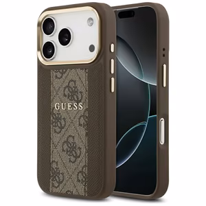 Guess Suojakuori iPhone 17 Pro HC MAGSAFE PU W/ 4G PU STRIPE ruskea