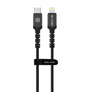 Blavec Raptor punottu kaapeli - Type-C - Lightning - PD 20W 2,4A 2 m Apple CarPlay (CRA-CL24BG20) musta ja harmaa