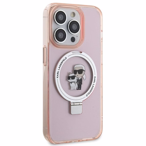 KARL LAGERFELD Suojakuori IPHONE 15 Pro MagSafe-yhteensopiva KLHMP15LHMRSKCP (Ringstand KC) vaaleanpunainen
