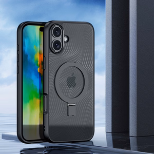 Dux Ducis Aimo Mag kotelo MagSafella ja jalustalla iPhone 16 - musta