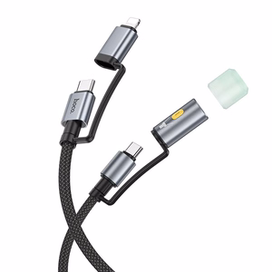 Hoco U138 All-in-One Kaapeli USB-C/Lightning - USB-C LED PD 3A 60W 1.2m musta