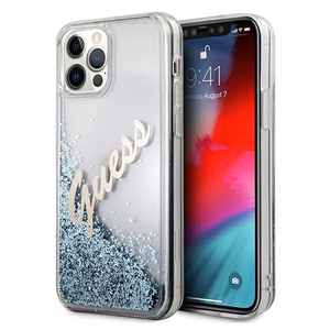 Guess GUHCP12LGLVSBL iPhone 12 Pro Max 6.7" sininen/sininen kovakotelo Glitter Vintage Script Glitter Vintage Script