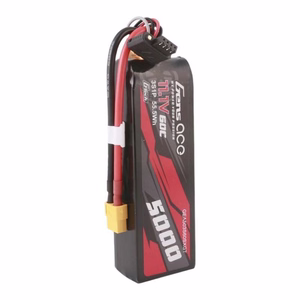 Gens Ace G-Tech 5000 mAh 11,1 V 60C 3S1P lyhyt Lipo-akku, jossa on XT60-liitin