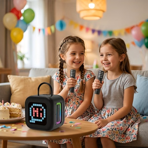Blavec kannettava Bluetooth-kaiutin WS-09 Karaoke Fun - 10W 2 mikrofonilla ja näytöllä (WS09-2MB) musta