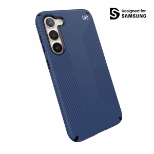 Speck Presidio2 Grip case for Samsung Galaxy S23+, with non-slip grip, Coastal Blue / Black