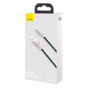 USB Kaapeli Lightning Baseus Cafule, 2,4A, 1m (vihreä)
